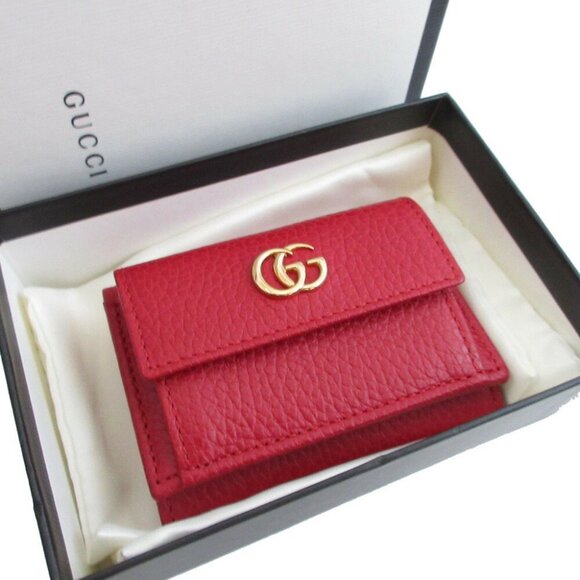 GUCCI Red Leather GG Marmont Wallet - Picture 3 of 10